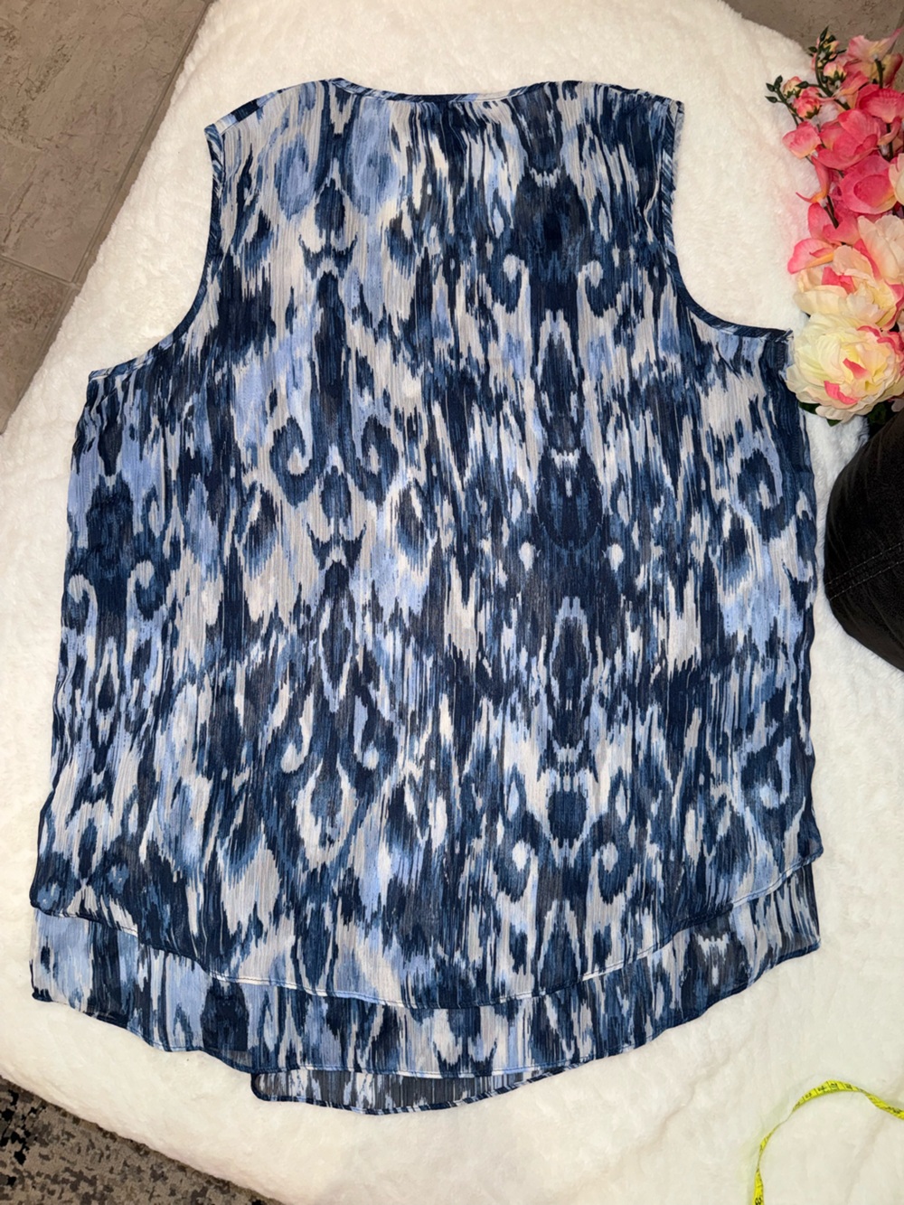 3 x 20$ Cristina Blue & White Ikat-Print Sleeveless Camisole Size S - Picture 6 of 6